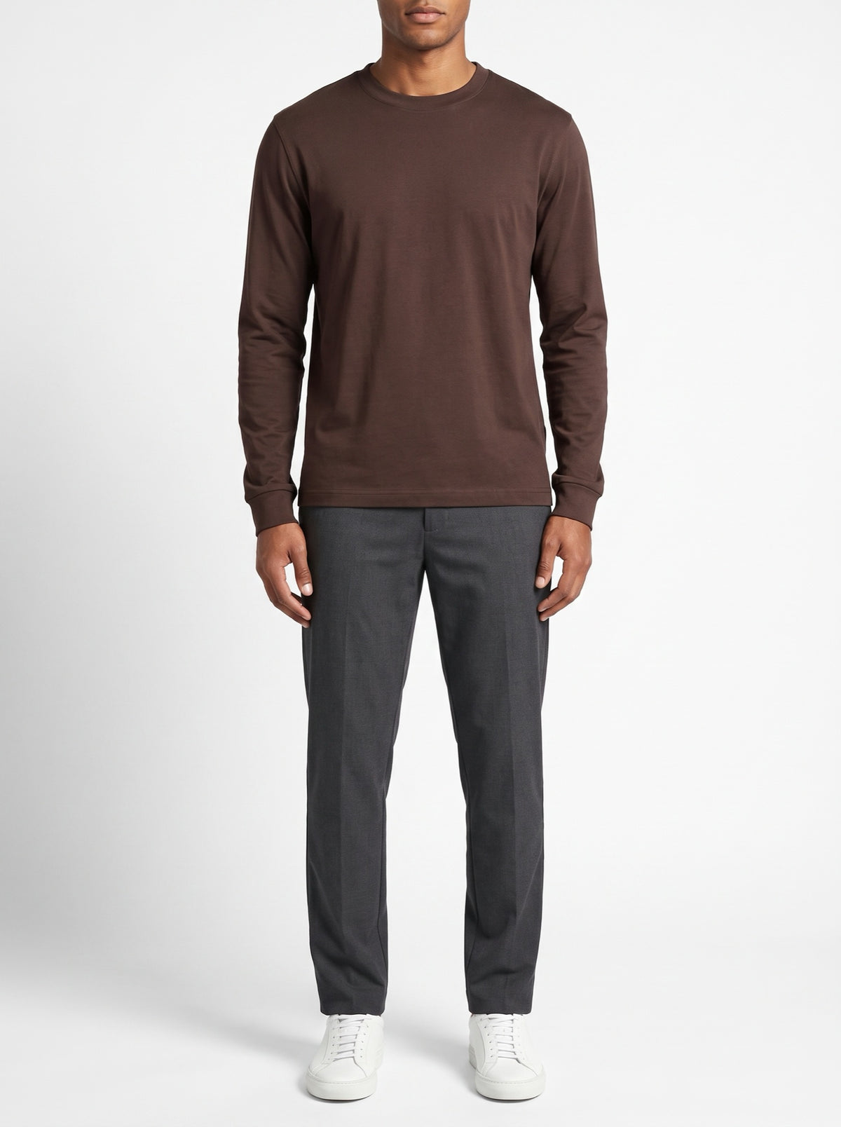 Luxury L/S T-Shirt – Brown — front view