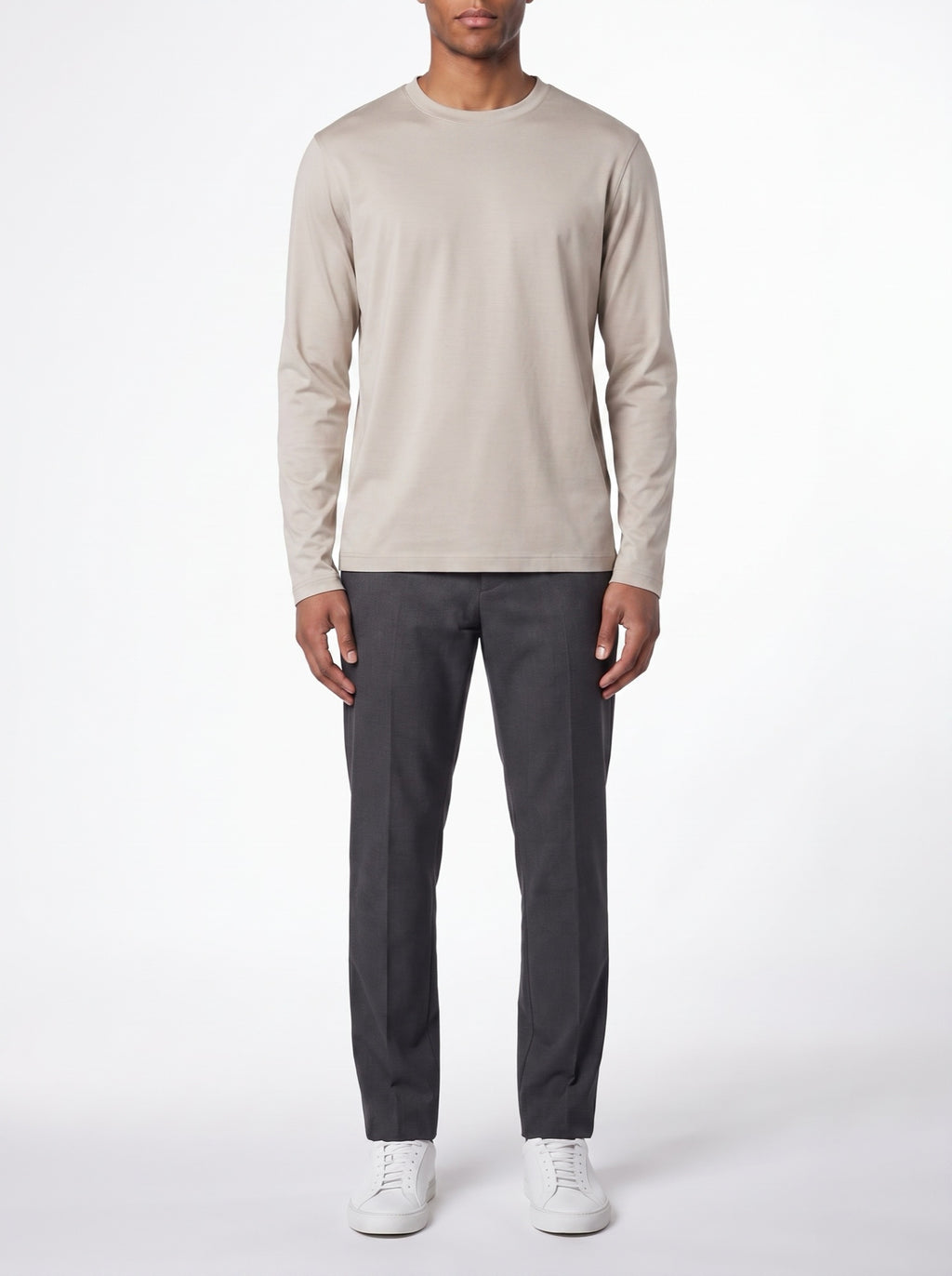 Luxury L/S T-Shirt – Beige — front view