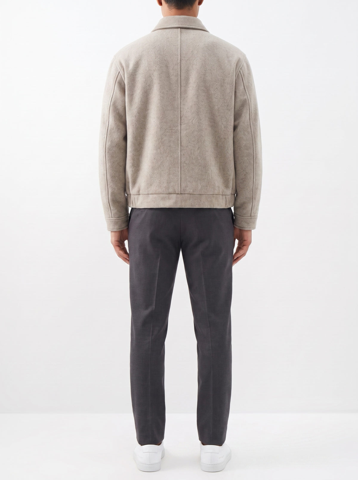 Textured Wool-Blend Short Jacket — back view