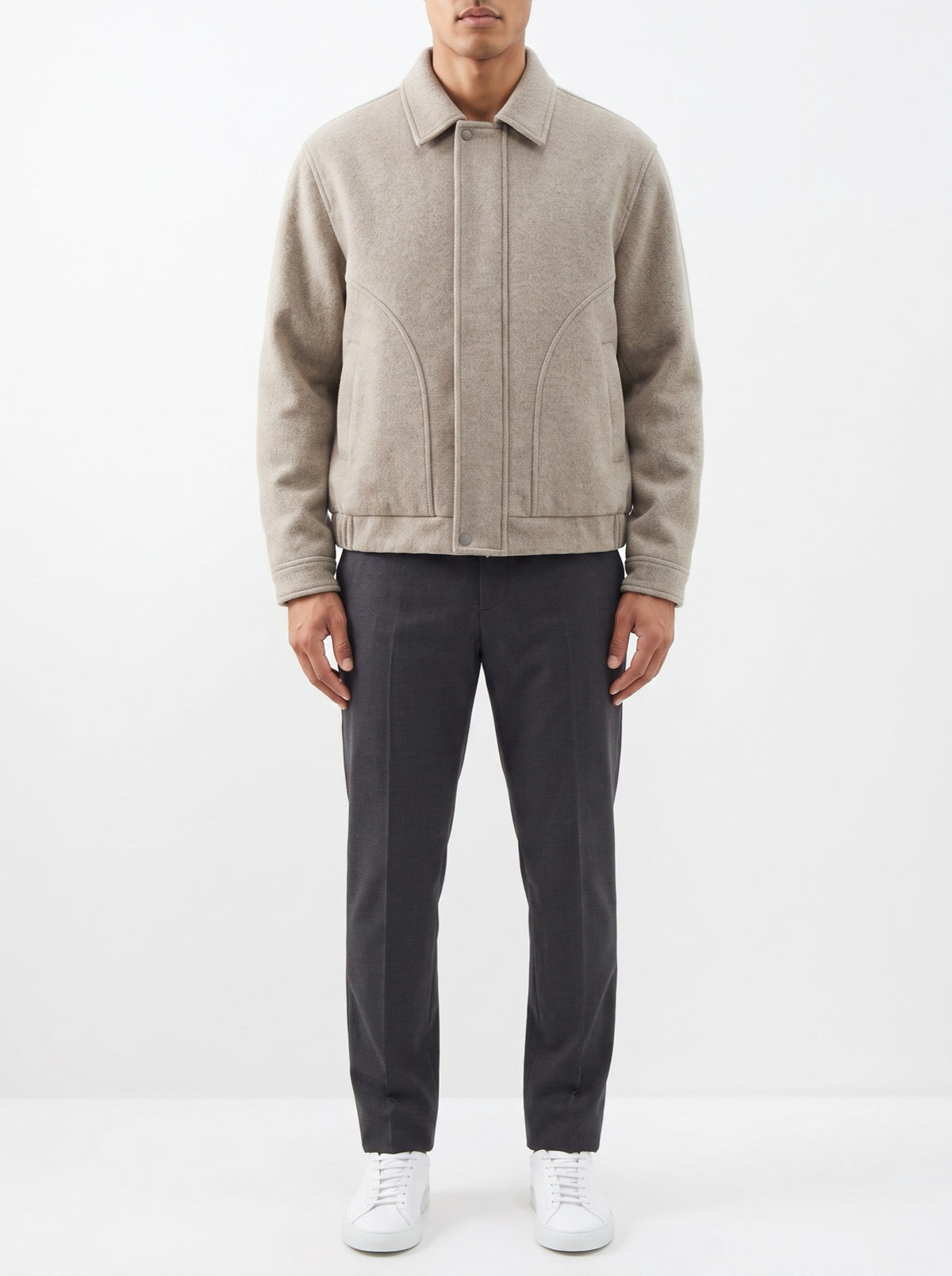 Textured Wool-Blend Short Jacket — front view