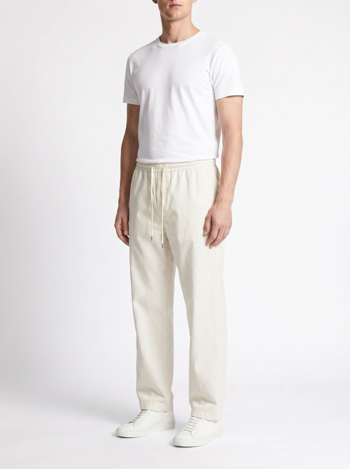 Drawstring Waist Comfort Pants — three-quarter view