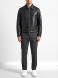Classic Black Leather Zip Jacket — front view