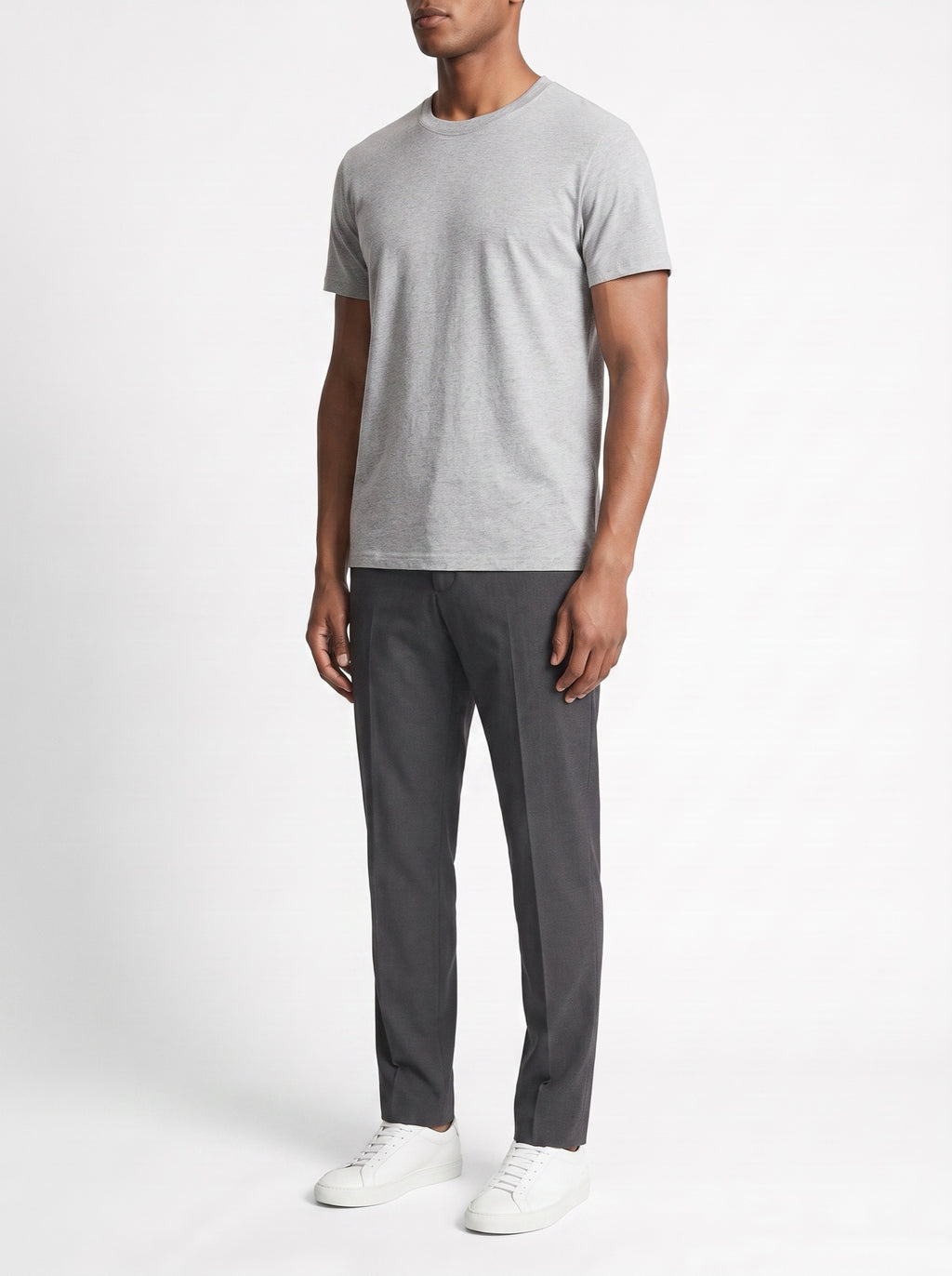 Heather Gray Slim Fit Crewneck T-Shirt — three-quarter view