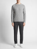 Gray Melange Crewneck Rib-Knit Sweater — front view