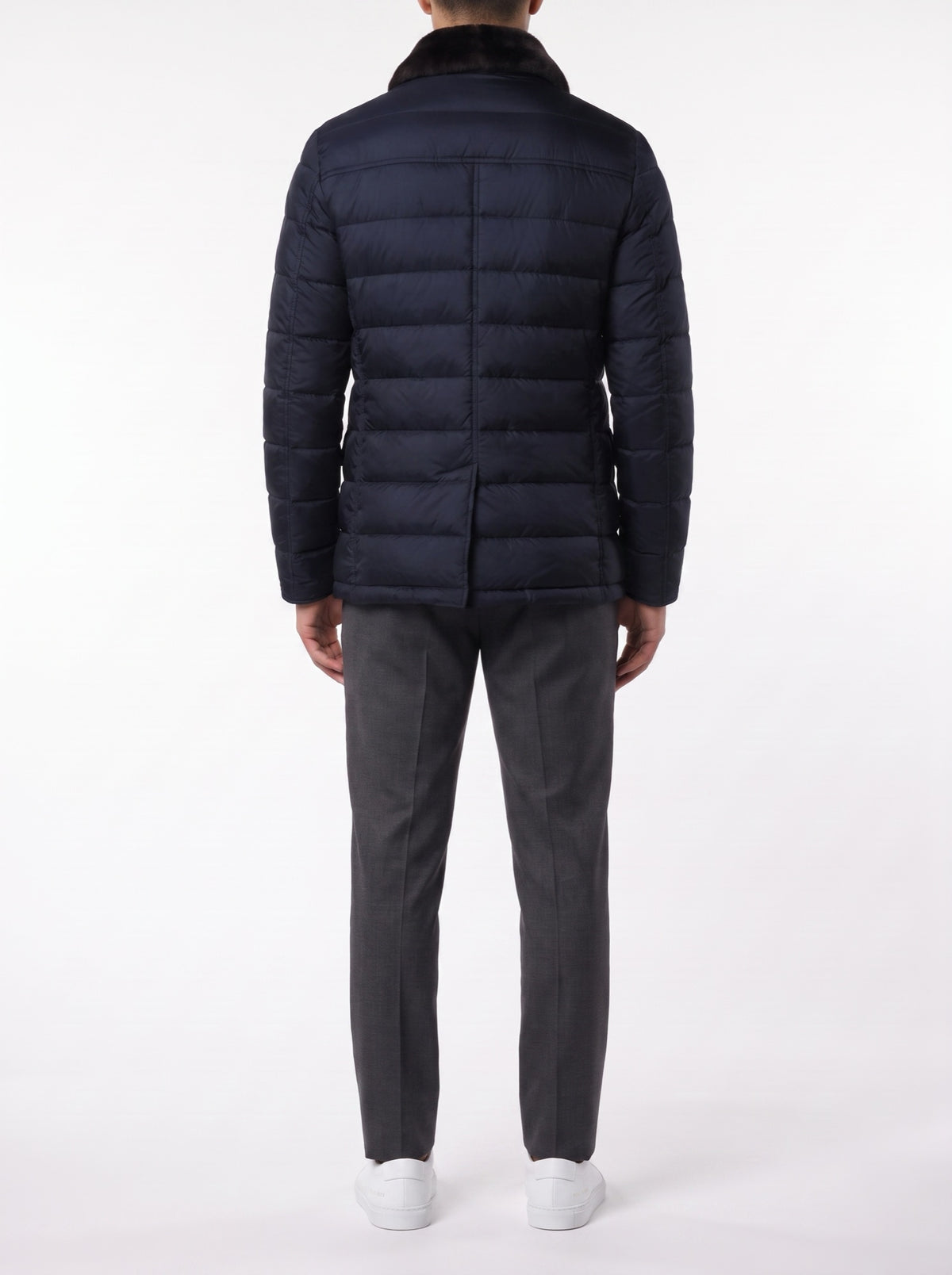 FURNECK DOWN JACKET – NAVY BLUE — back view