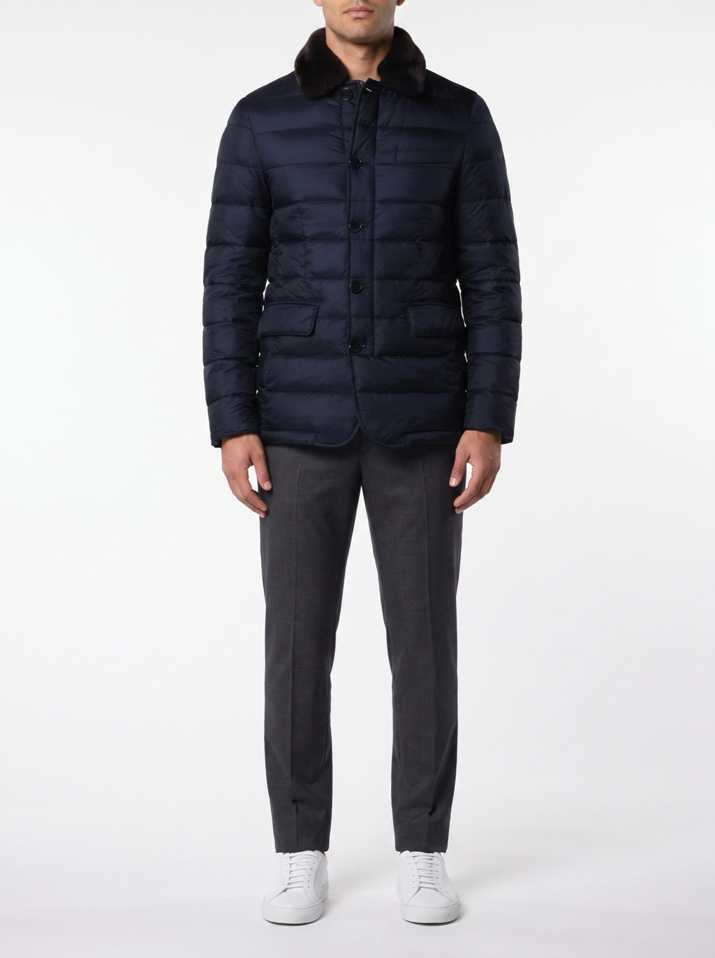 FURNECK DOWN JACKET – NAVY BLUE — front view