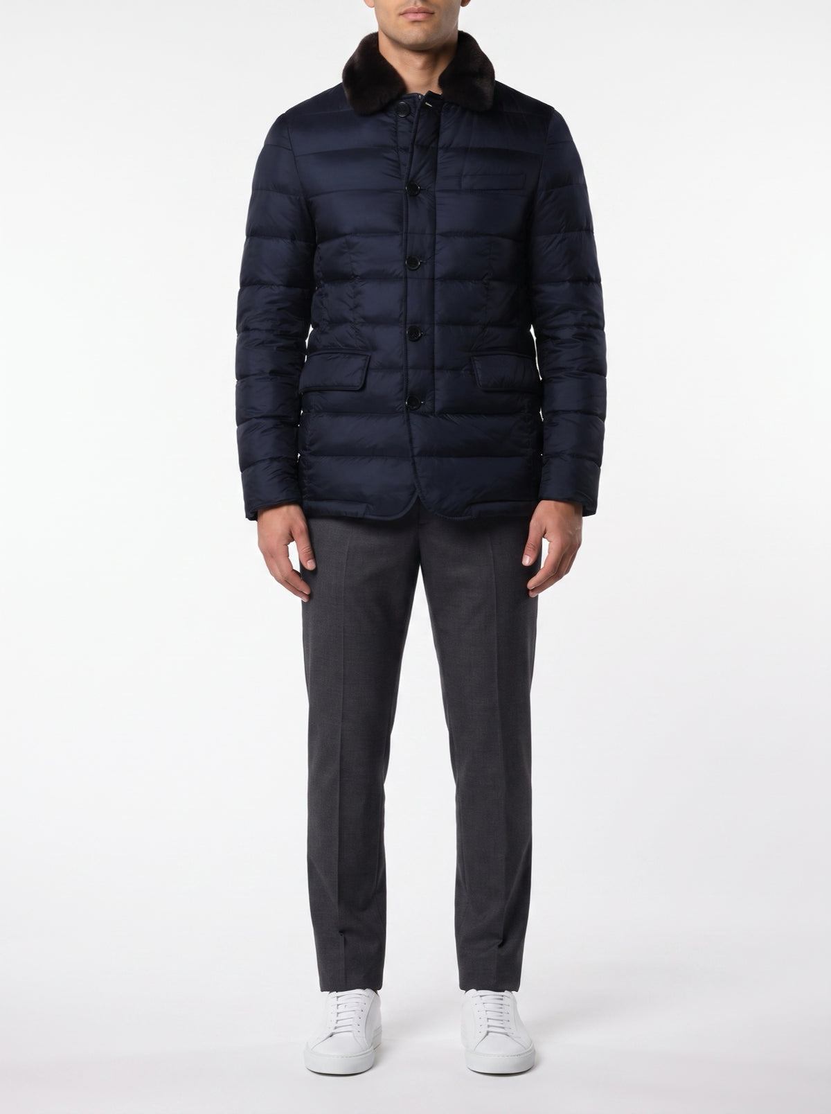 FURNECK DOWN JACKET – NAVY BLUE — front view
