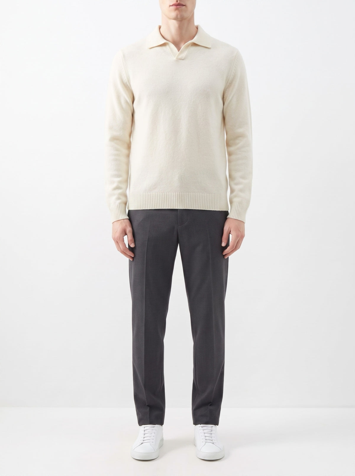 Elegant Vest with Polo Collar — Ivory