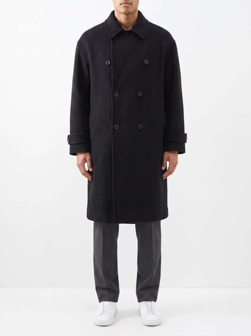 The Classic Reversible Wool Overcoat — Black — front view