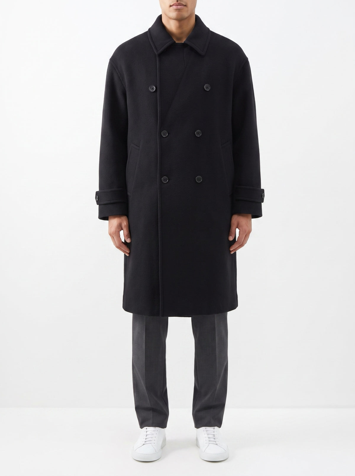 The Classic Reversible Wool Overcoat — Black — front view