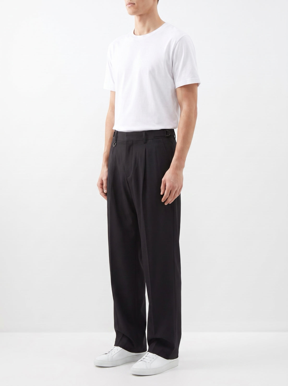 Corvin Pants — Black — three-quarter view