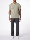 Contour Zip-Up Polo Shirt — Olive — front view
