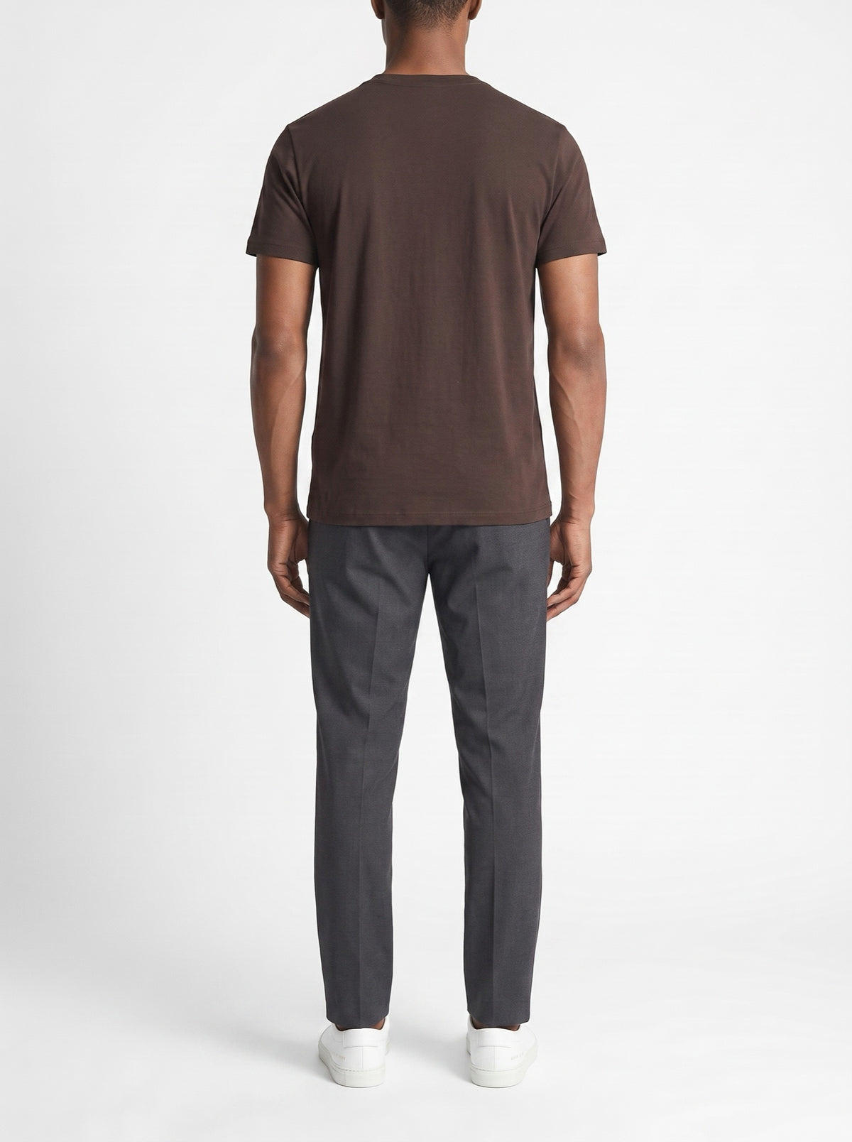 Brown slim fit crewneck T-shirt — back view