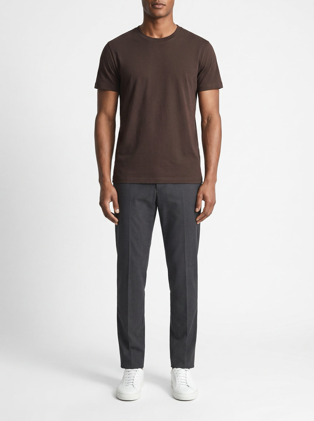 Brown slim fit crewneck T-shirt — front view