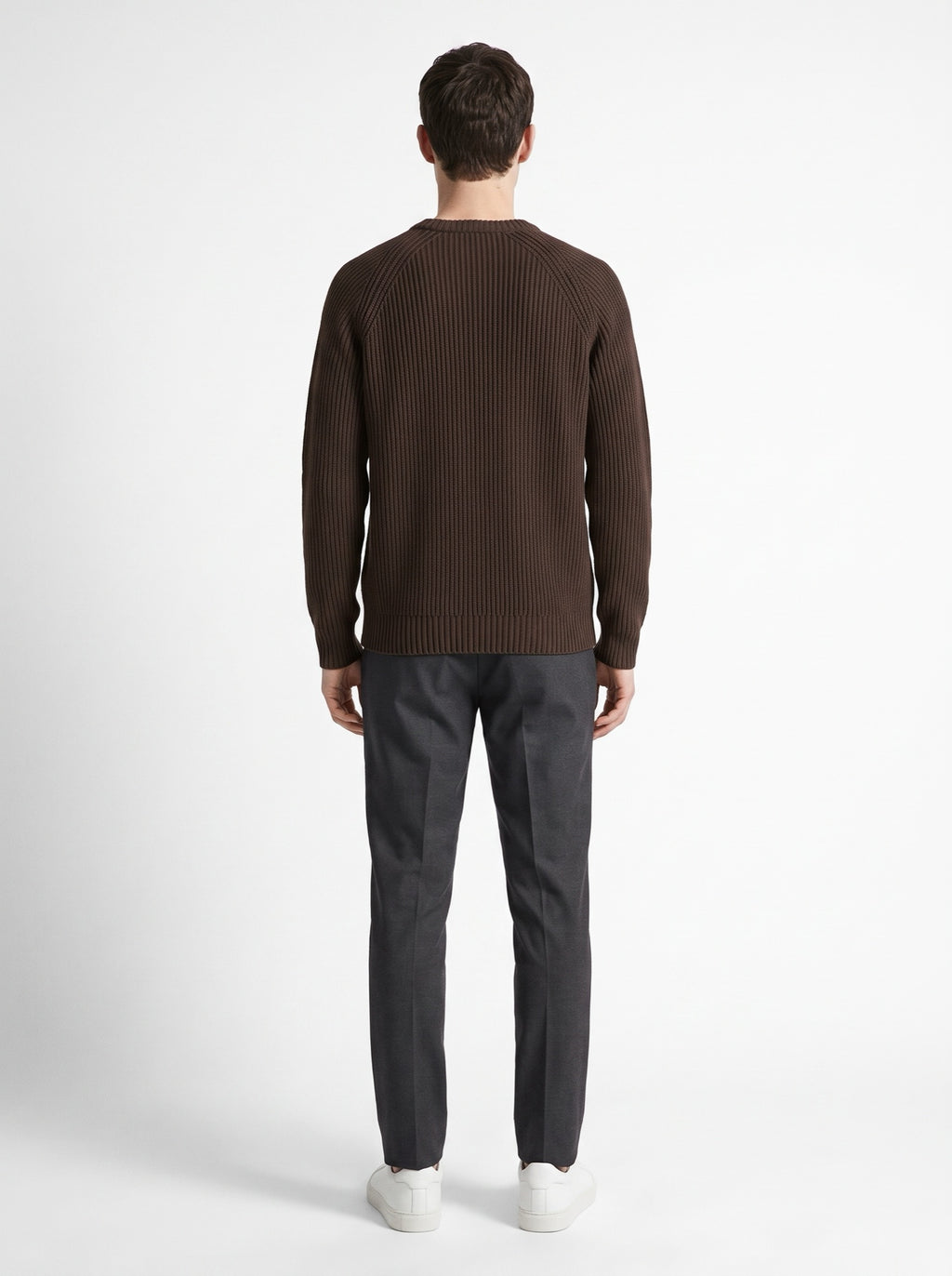 Brown English Rib Knit Crewneck — back view