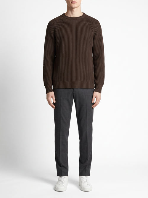 Brown English Rib Knit Crewneck — front view