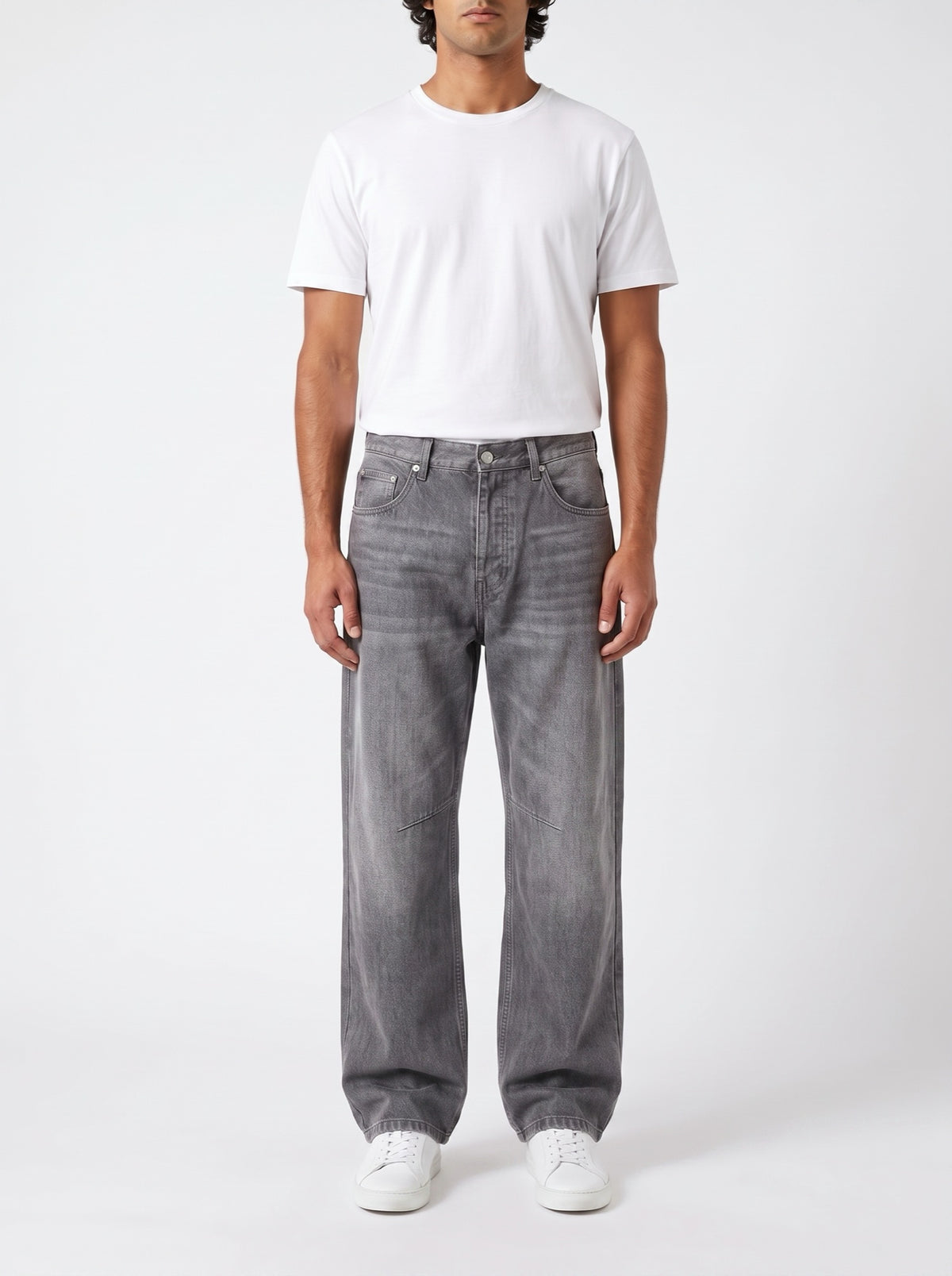 Baggy Pants with Elastic Waist and Jeans-Like Fit — Heather Gray