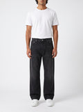 Baggy Pants with Elastic Waist and Jeans-Like Fit — Black — front view