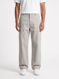 Relaxed pants with elastic waist and jeans-like look — Heather Gray — front view