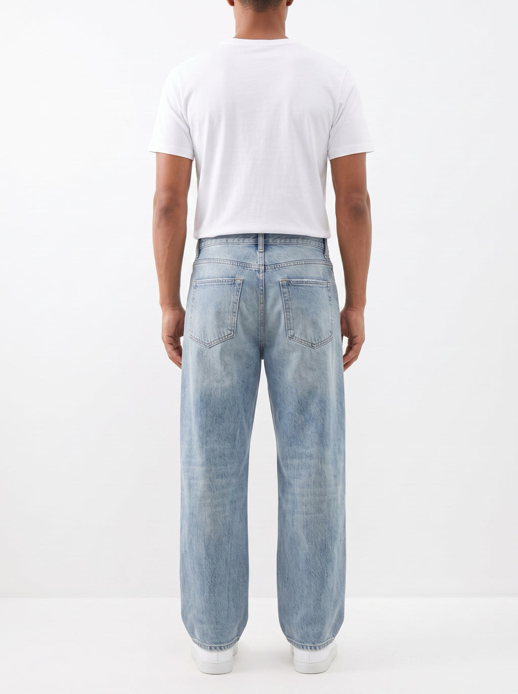 Relaxed Jeans in Washed Denim — back view