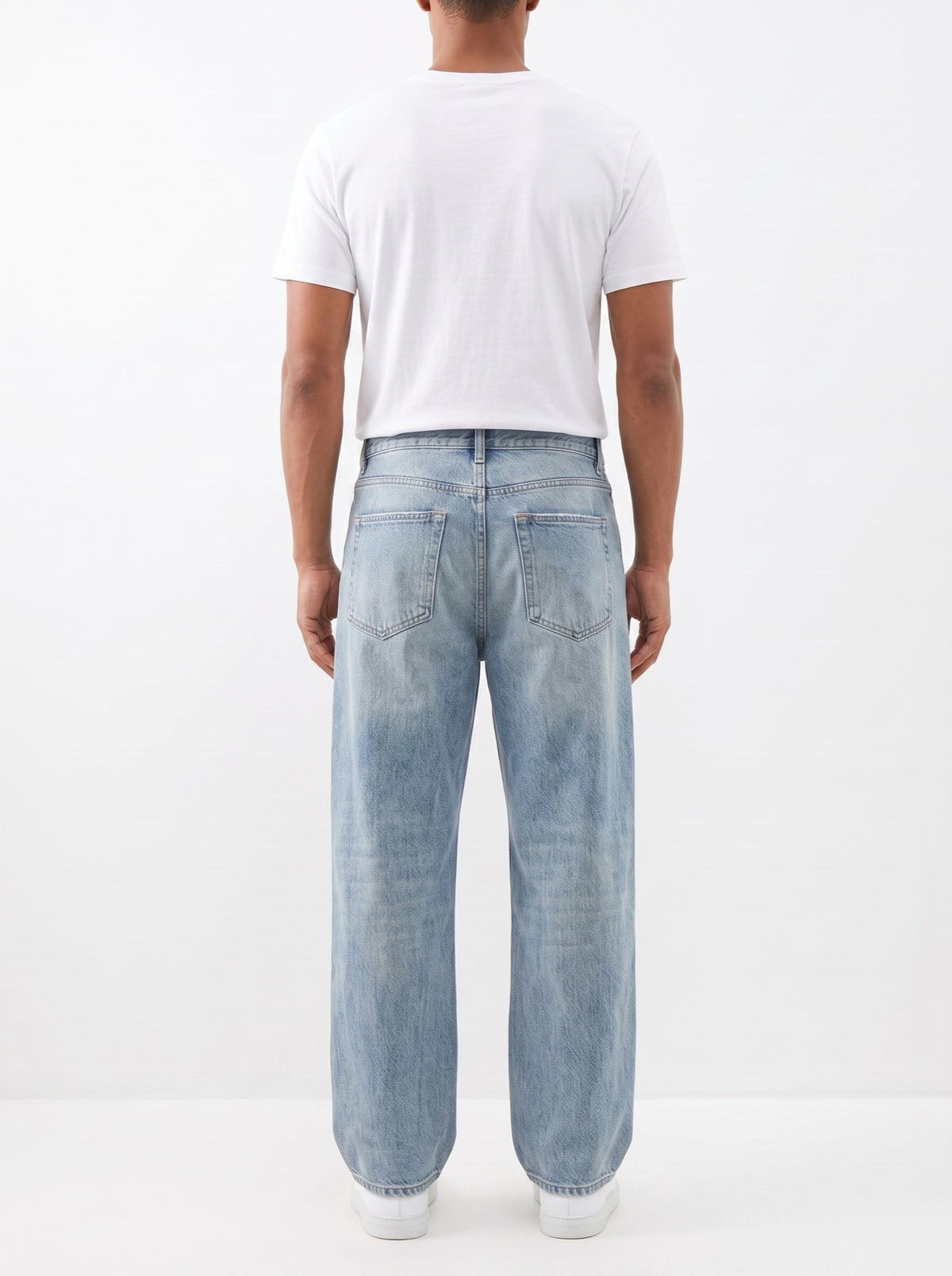 Relaxed Jeans in Washed Denim — back view