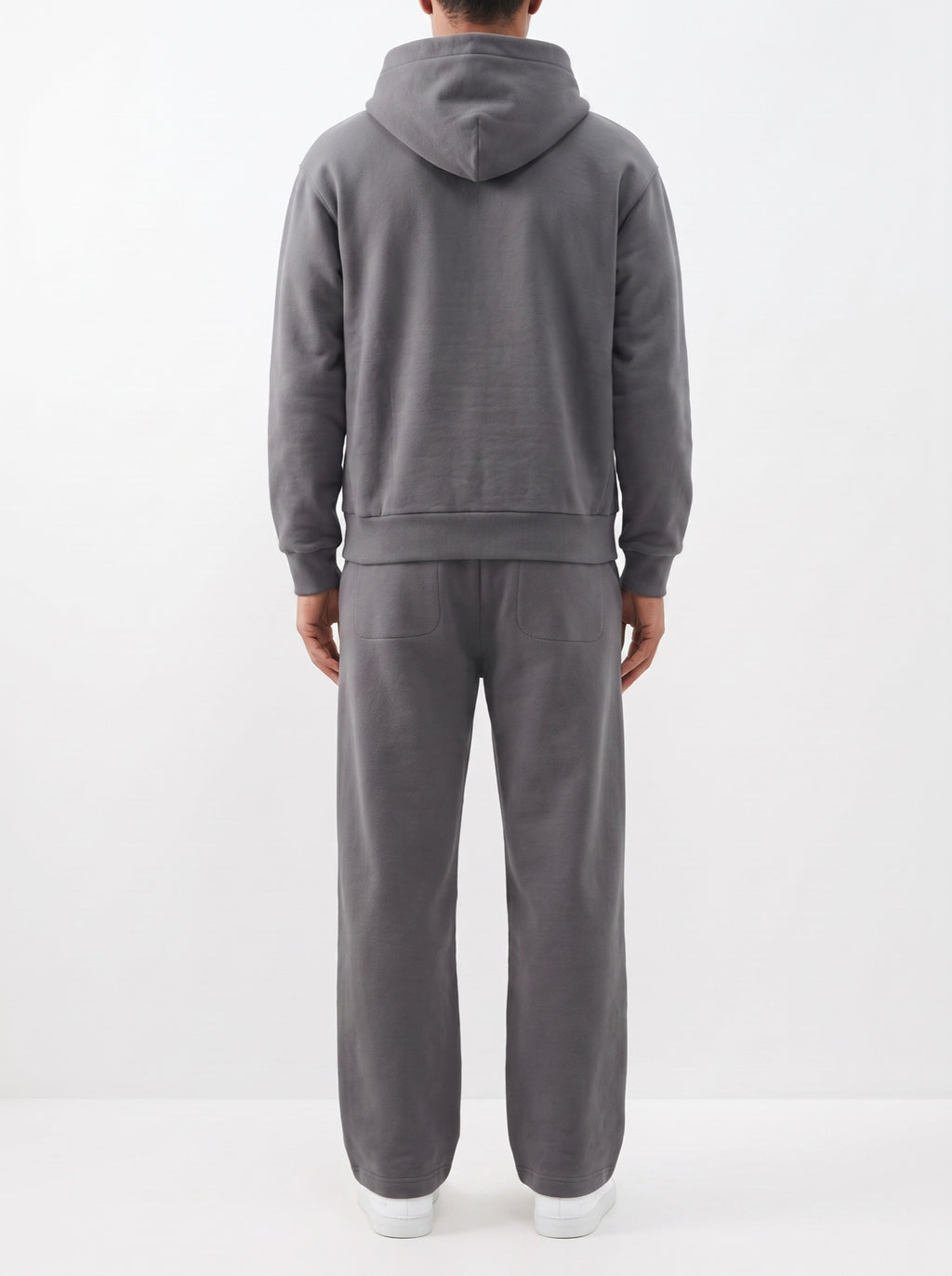 2-Piece Loose Fit Set, Hoodie and Sweatpants – Dark Gray — back view