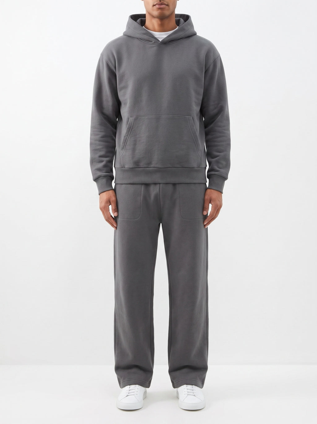 2-Piece Loose Fit Set, Hoodie and Sweatpants – Dark Gray — front view
