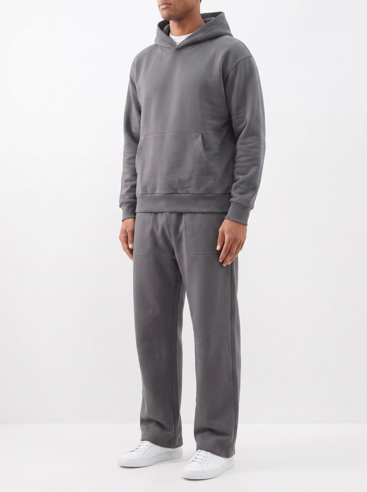2-Piece Loose Fit Set, Hoodie and Sweatpants – Dark Gray — three-quarter view