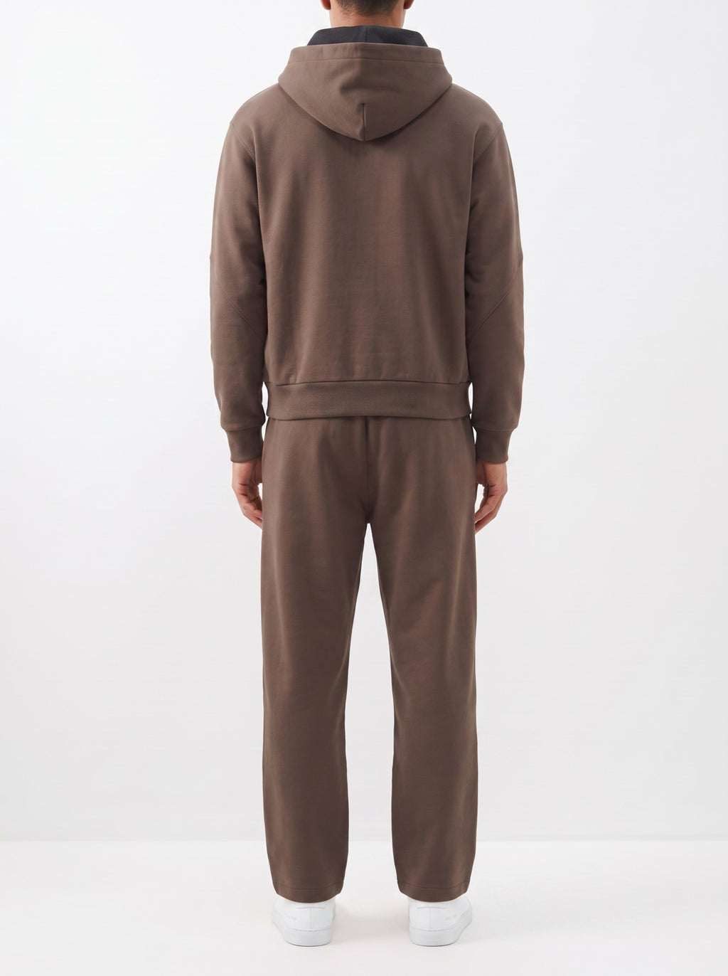 2-Piece Loose Fit Set, Hoodie and Sweatpants – Brown — back view