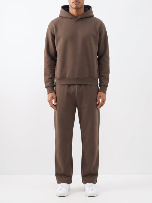 2-Piece Loose Fit Set, Hoodie and Sweatpants – Brown — front view